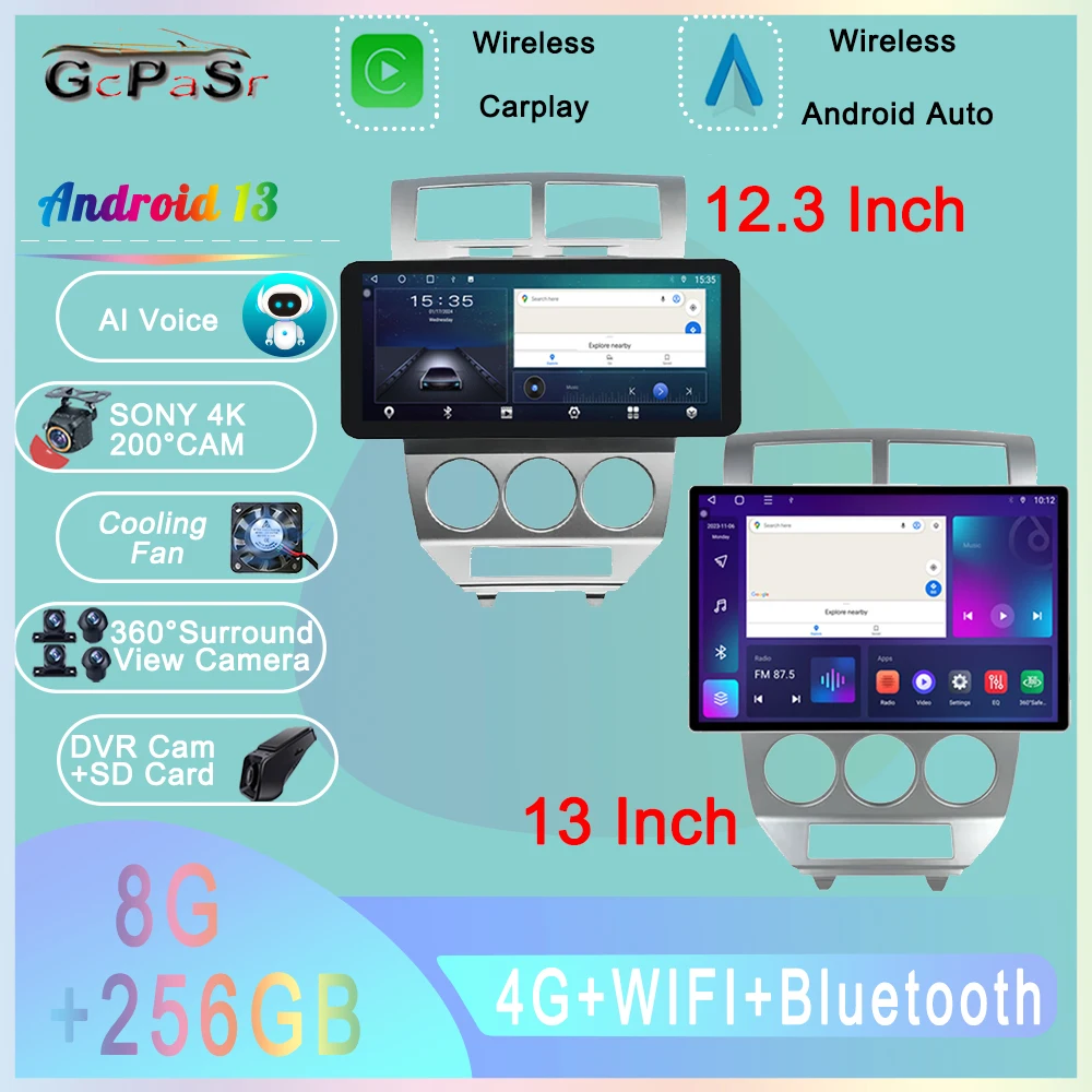 Auto Radio Android For Dodge Caliber 2007-2010 Car Radio Multimedia Player Autoradio Video Navigation QLED WIFI Carplay No 2din