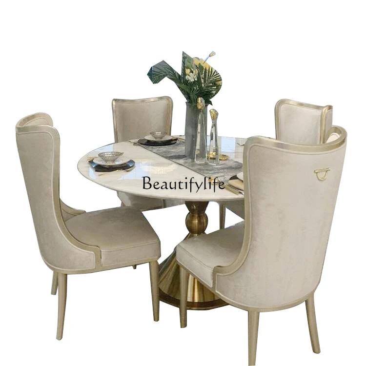 

Round Table Small Apartment Metal Dining Tables and Chairs Set Household