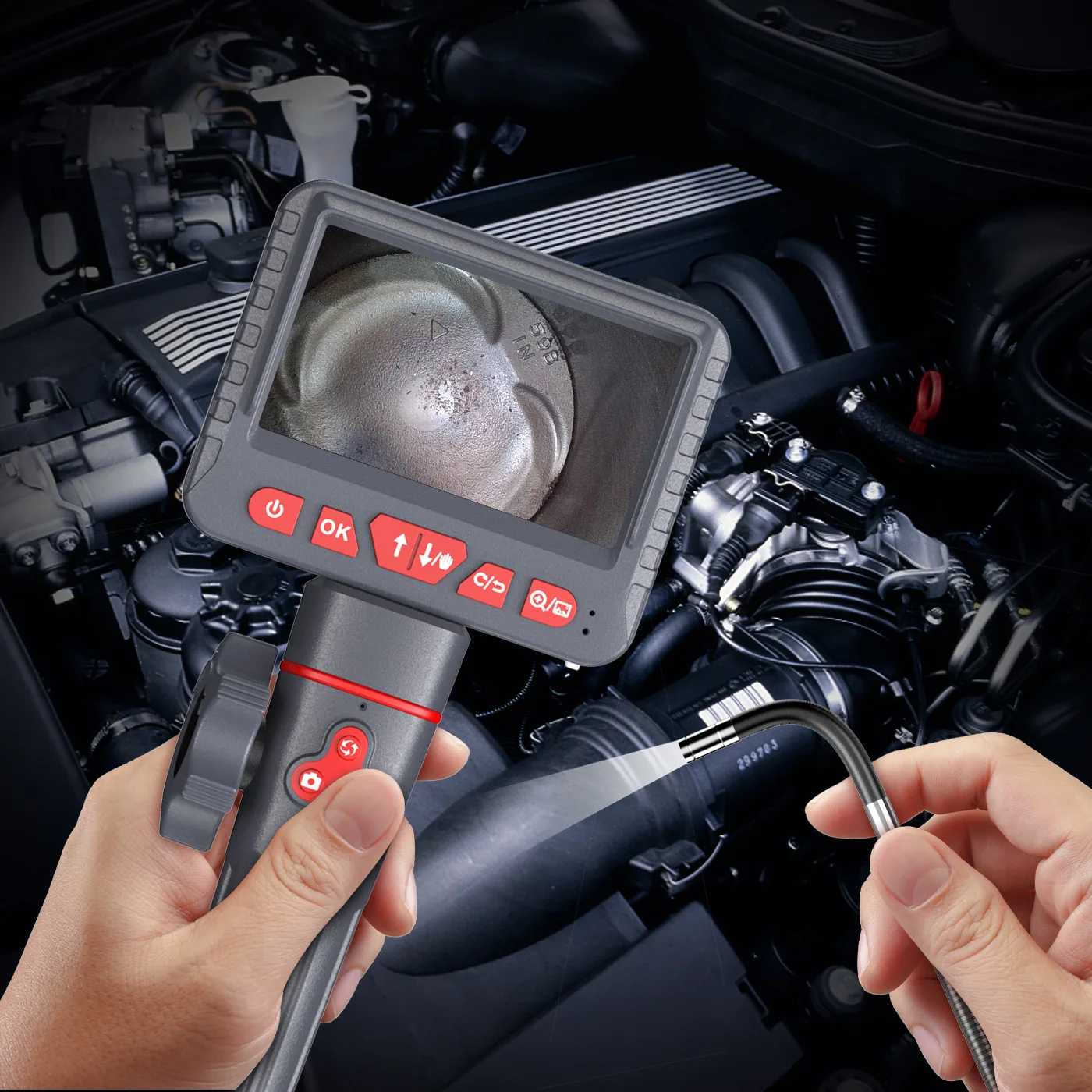 5 inch new 8.5 lens high definition steering 360 ° endoscope 2 million pixel pipe carbon deposition removal auto repair
