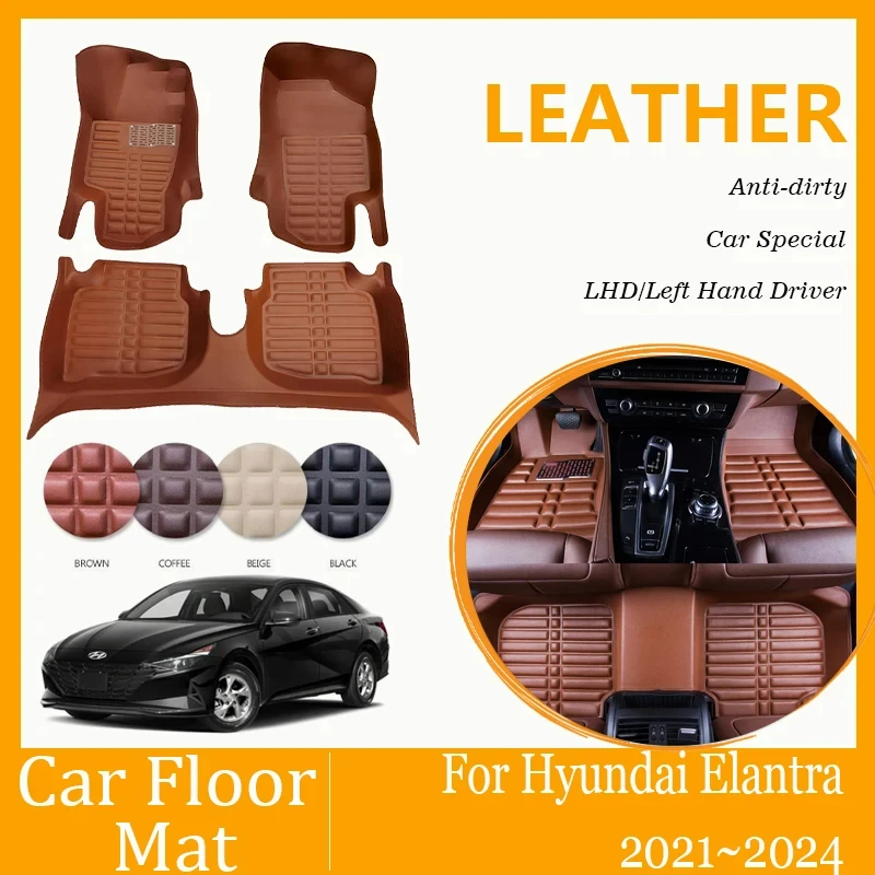 

Car Floor Mats For Hyundai Elantra Avante i30 Sedan CN7 2021~2024 Anti-dirty Left Hand Driver Pad Foot Carpets Carro Accessories