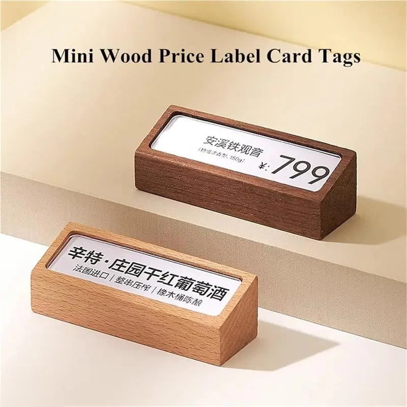 Mini Soporte para Letreros de Madera DT19, 75x25mm, Soporte para Etiquetas de Precio, Porta Tarjetas de Visita, Exhibidor de Joy