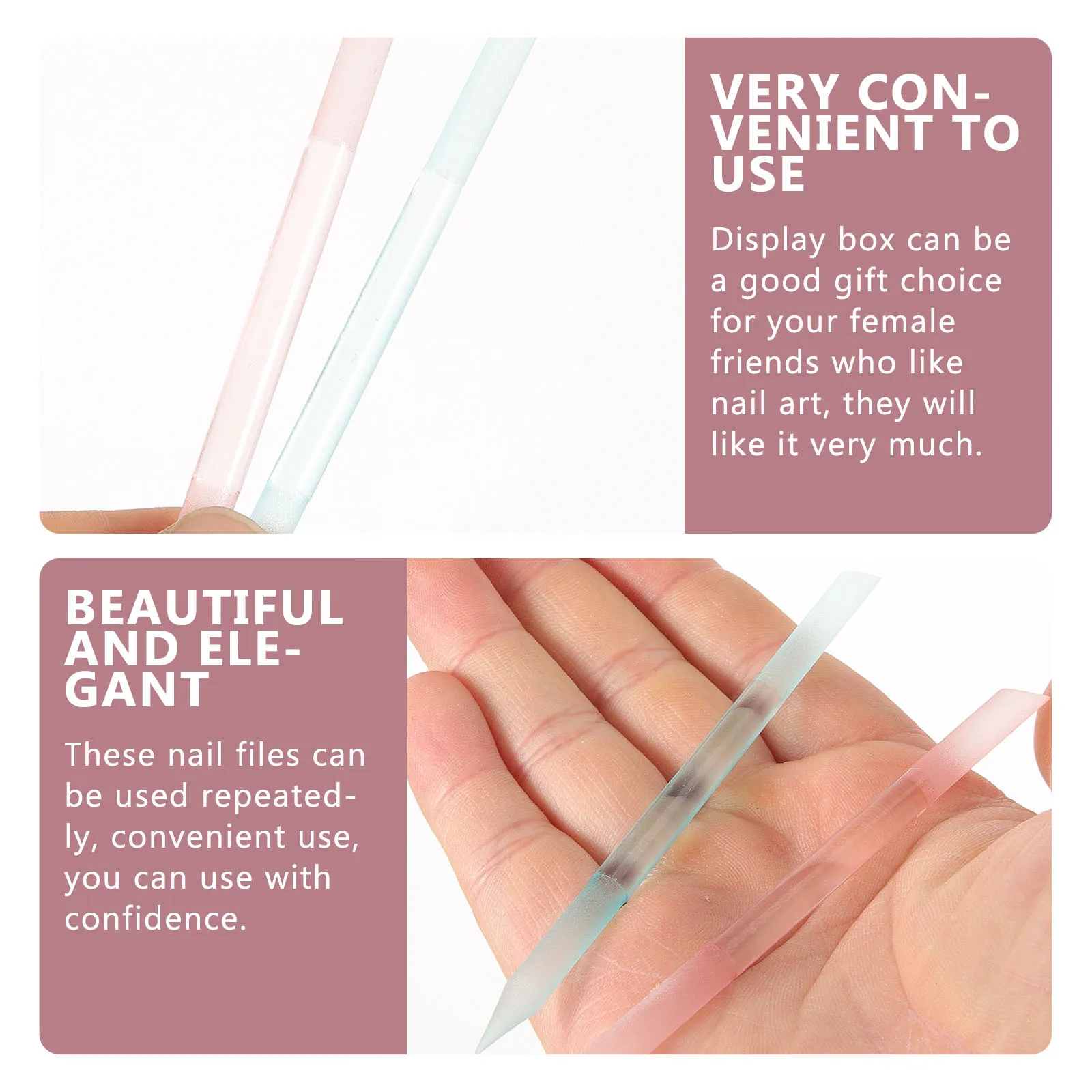 2 szt. Szklane pilniki do paznokci, stylowe narzędzie do manicure dla kobiet, do zdobienia i polerowania paznokci, szklany pasek do polerowania, pilnik do manicure dla kobiet