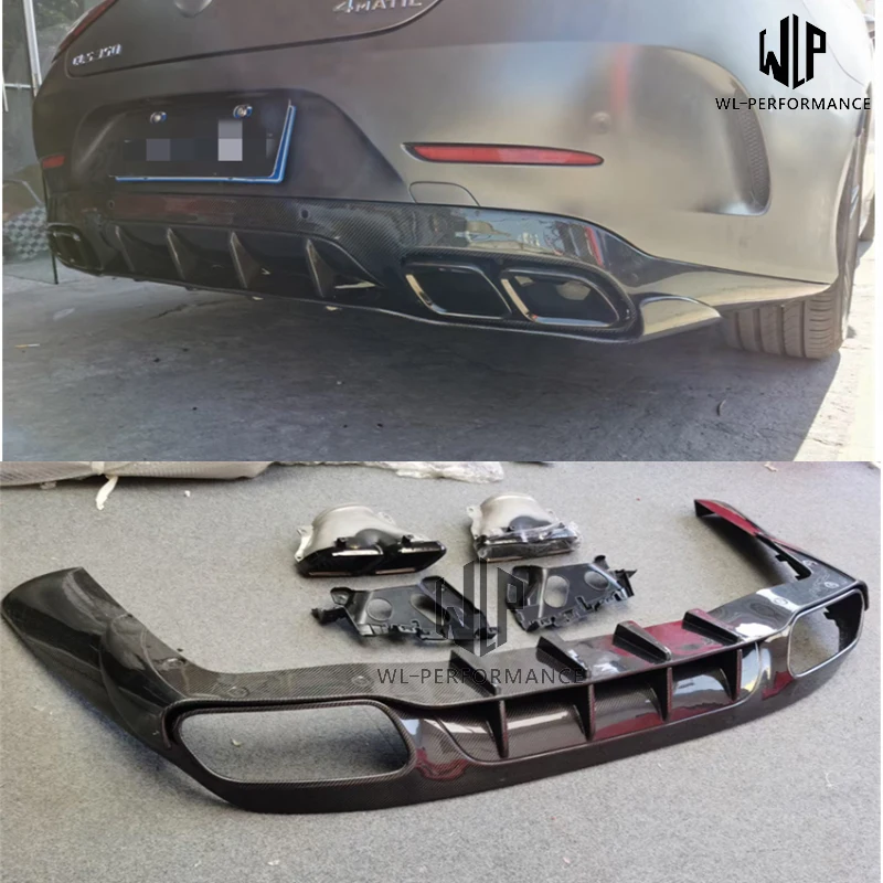 

Высококачественный комплект кузова автомобиля из углеродного волокна, выхлопная труба из нержавеющей стали, диффузор заднего бампера для Mercedes Benz W257 Cls Class 18-21