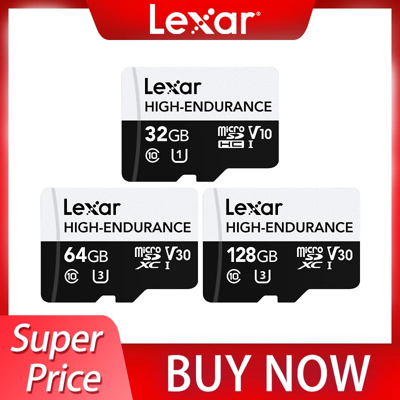 lexar高耐久性u3-v30-c10-128gb-64gb-32gb-u1-v10-4k-ipx7ビデオ監視tfメモリカード（ドライブレコーダー用、防水）100mb-秒読み込み