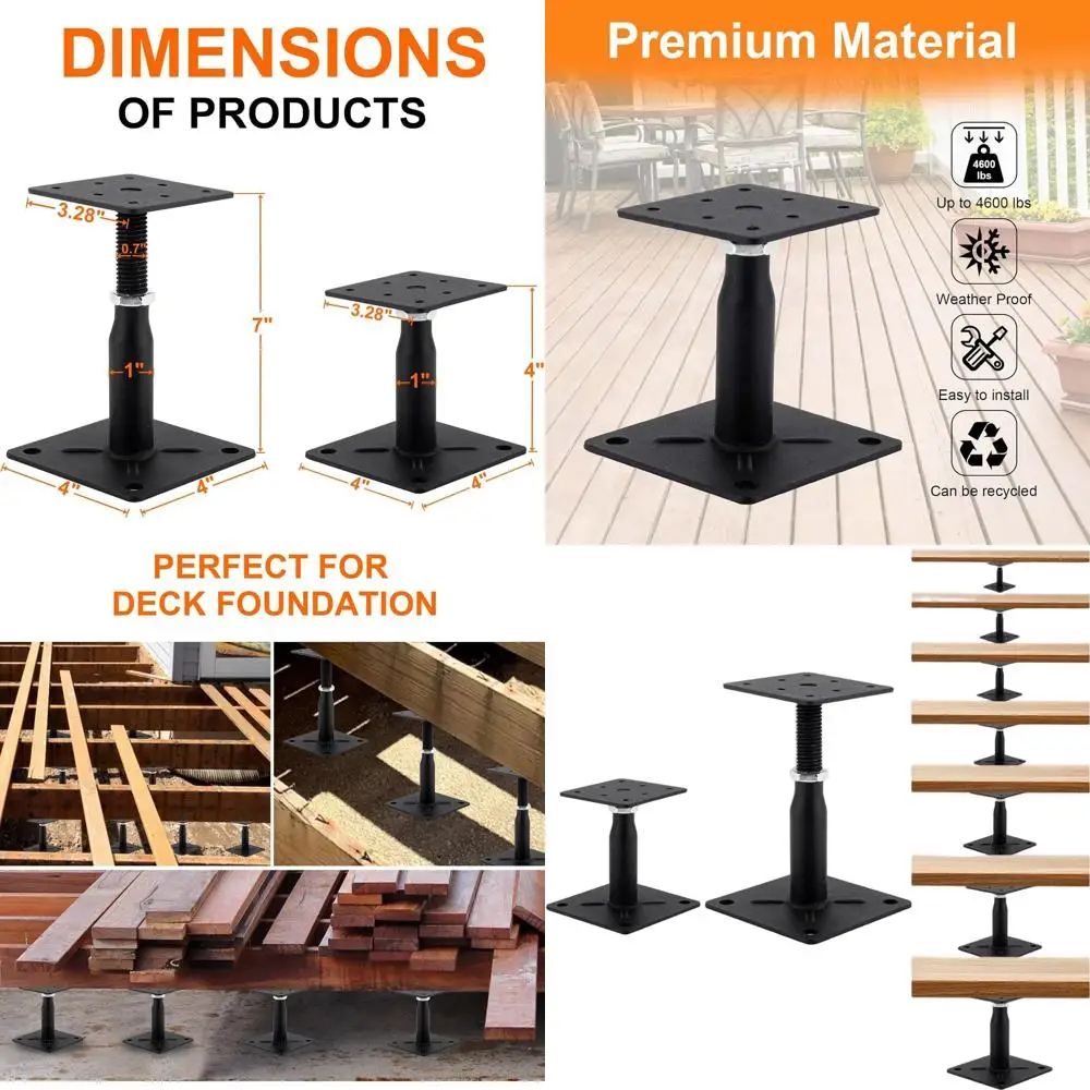 

Adjustable 8-Pack Support Jacks for Floor, Deck Foundations, and RV Step Stabilization, 4-7 Range