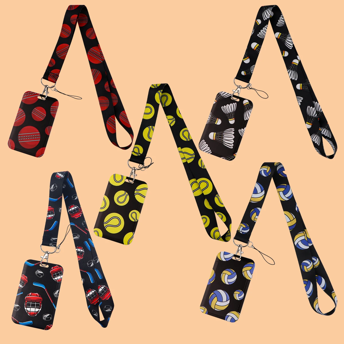 

Badminton Volleyball Tennis Cricket Hockey Lanyard ID Credit Card Cover Pass Cellphone Neck Straps Accessories Gifts