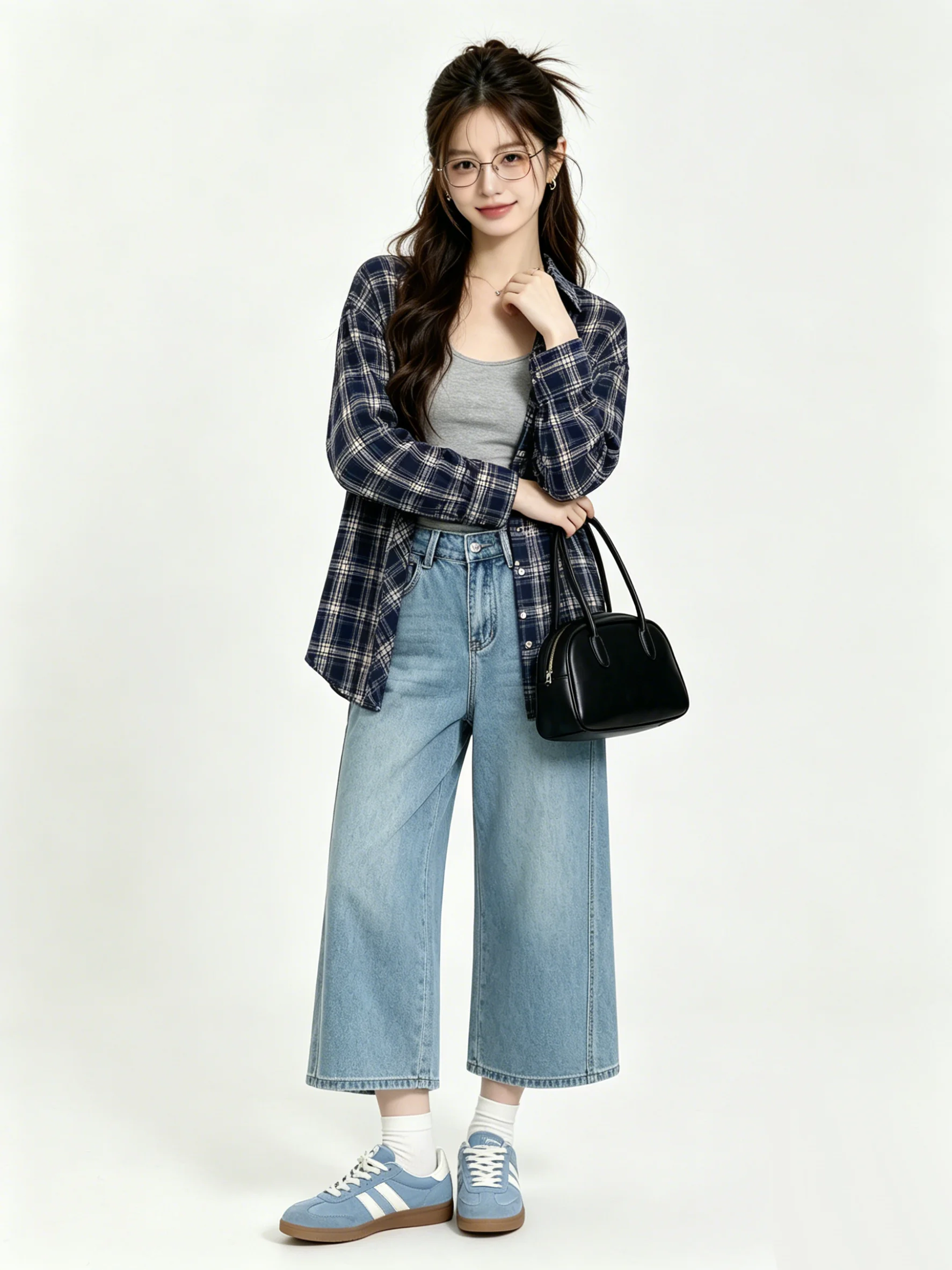 

High Waist Wide Leg Denim Jeans Korean Style Commuter Vintage Loose Slimming Summer Skin-friendly Drapey Eighteen Pants
