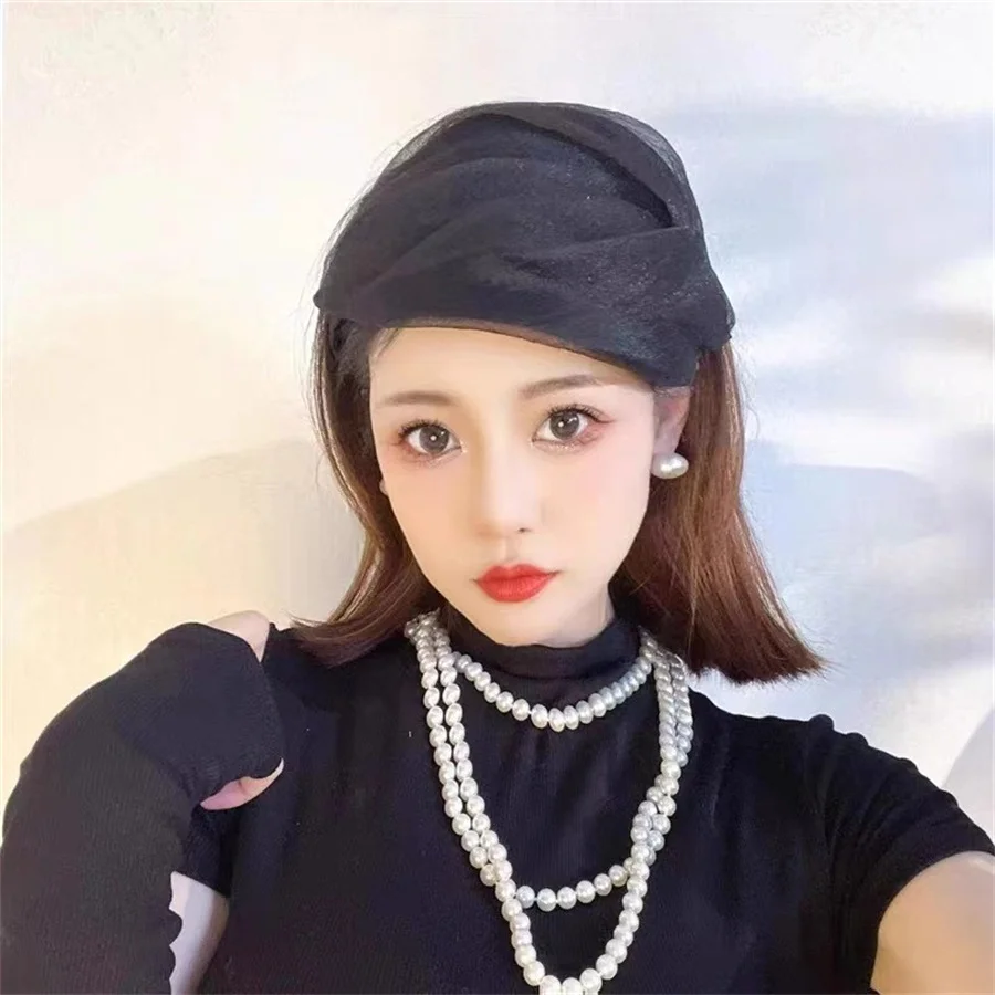 2024New Black Veil Top Hat Retro hairband Women Wedding Hair Accessories Dinner Party Headdress Bride Headpiece Headband Jewelry