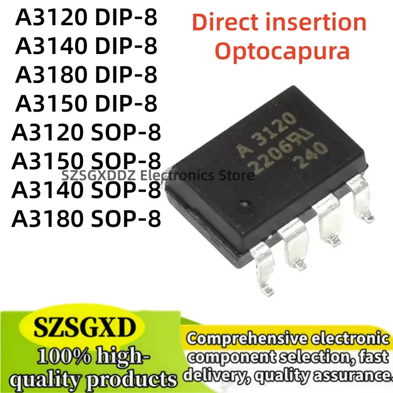 10pcs new HCPL3120 HCPL-3120 A3120V A3120 A3140 A3150 A3180 HCPL-3140 HCPL-3150 HCPL-3180 SOP-8 DIP-8 Photoelectric Coupler