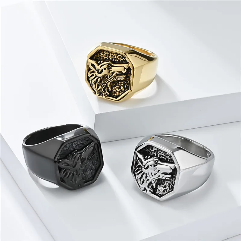 

Vintage Stainless Steel Wolf Head Ring Punk Rock Men's friends Animal Wolf Jewelry Gift Size 8 to 12