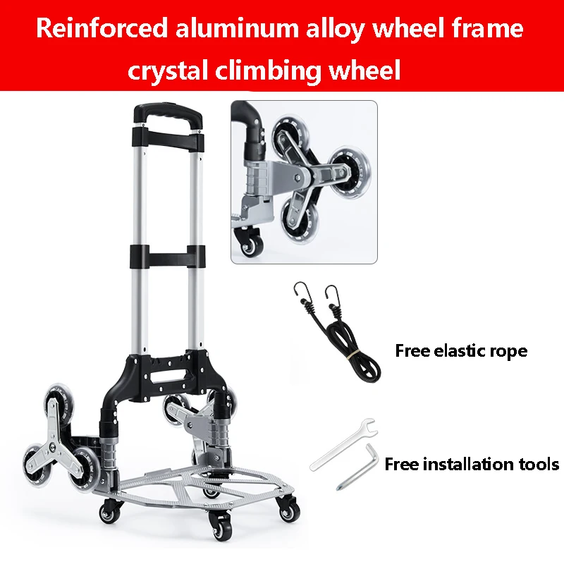 Stair Climbing Cart Foldable Dolly with Adjustable Handle Hand Truck 10 Wheels All Terrain Cart for Transport Goods