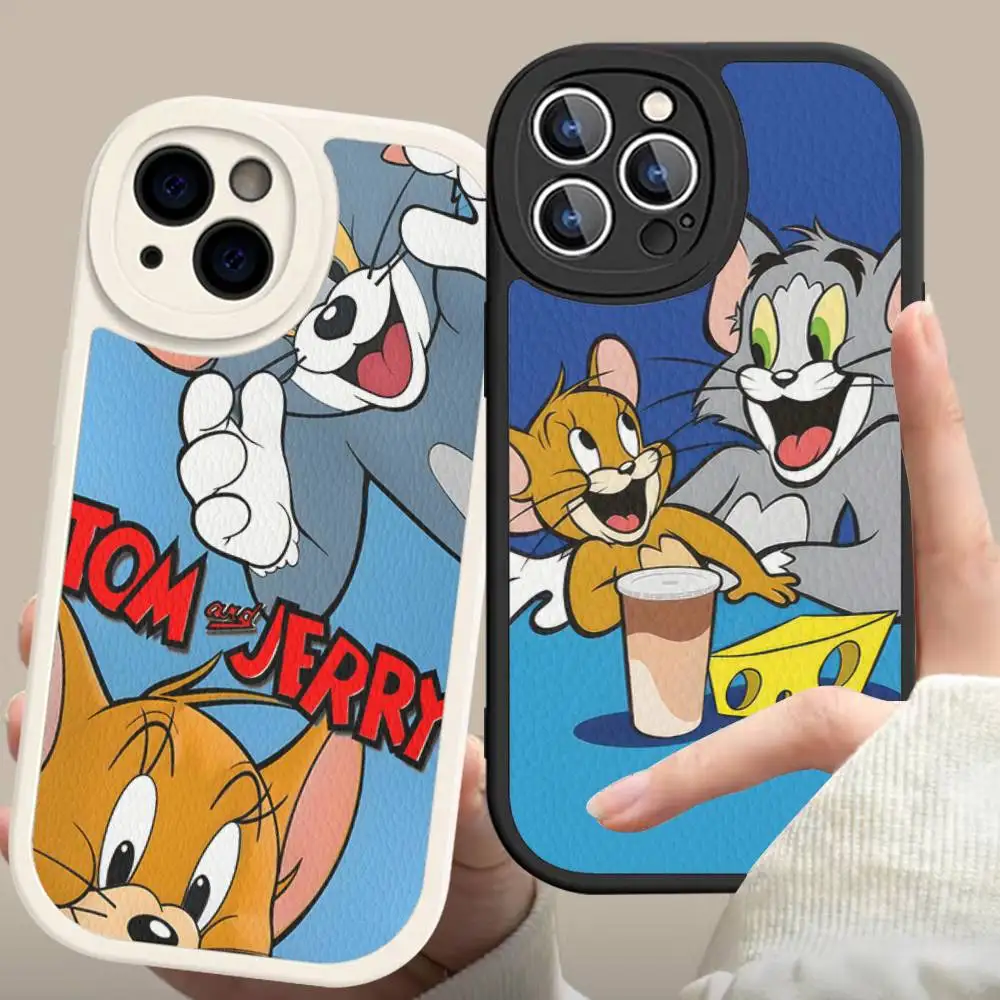 Lovely Cartoon For TomS JerryS Phone Case Hard Leather For iPhone 16 15 14 13 12 Mini 11 14 Pro Max Xs X Xr 7 8 Plus Fundas