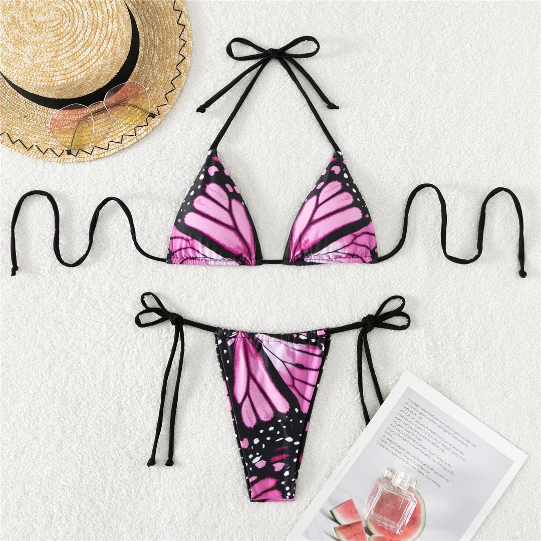 S - XL Sexy bedruckter Neckholder-Bikini mit Polsterung, Damen-Badeanzug, zweiteiliger Bikini-Set, Badebekleidung, Badeanzug, Schwimmbekleidung V4910 – Detail 22