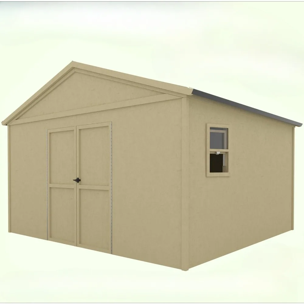 Sheds & Storage Outdoor Wooden Shed with Metal Roof, Sloping Storage Shed, Garden Furniture and Tools, with Lockable Door