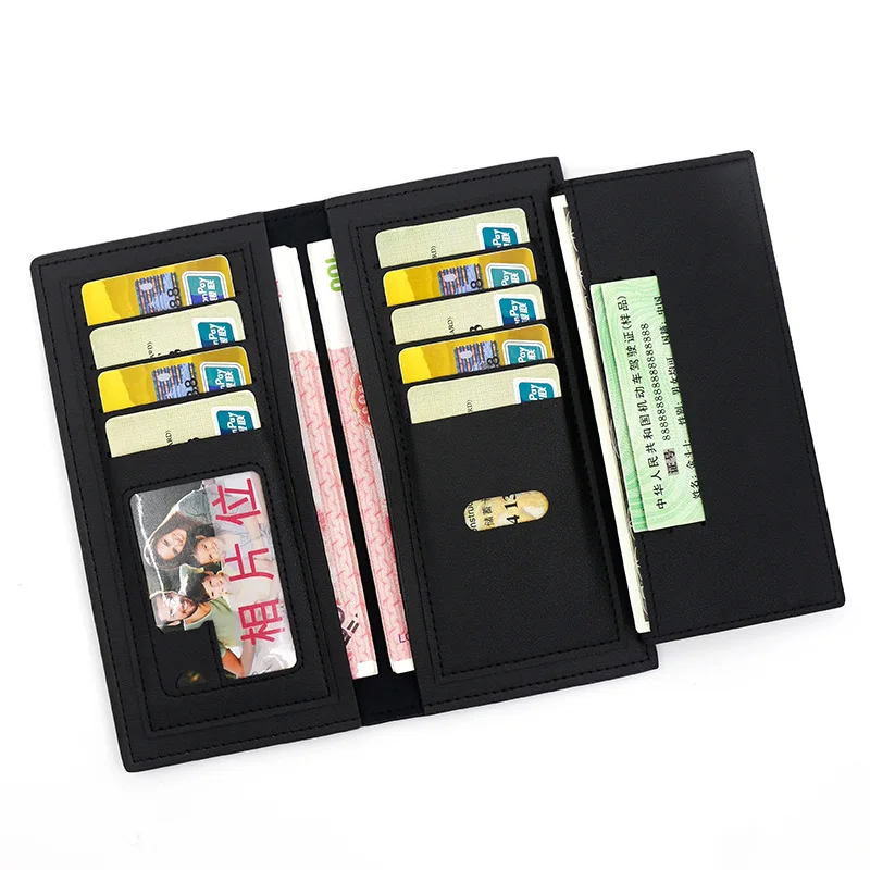 محفظة جلدية للرجال حامل بطاقات التعريف الشخصية محفظة دفتر شيكات طويل مخلب Bifold الأعمال حقيبة المال رجل محافظ Cartera Hombre Carteras