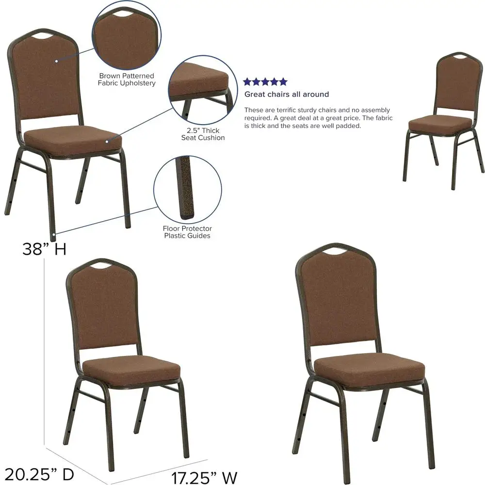 

Складной банкетный стул в стиле Геркулеса с кофейной обивкой и золотой рамой