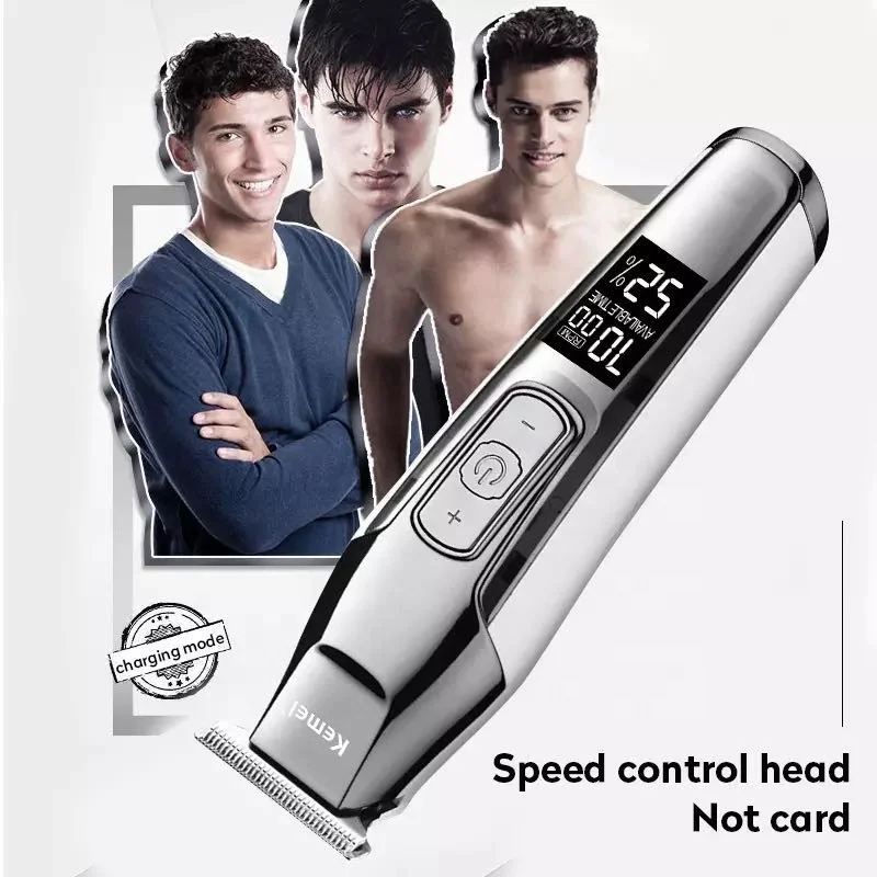 Kemei Clipper ผมไฟฟ้าแบบชาร์จไฟได้ LCD KM-5027 คุณภาพสูงไร้สาย Trimmer ในครัวเรือนตัดผมแกะสลัก Trimmer