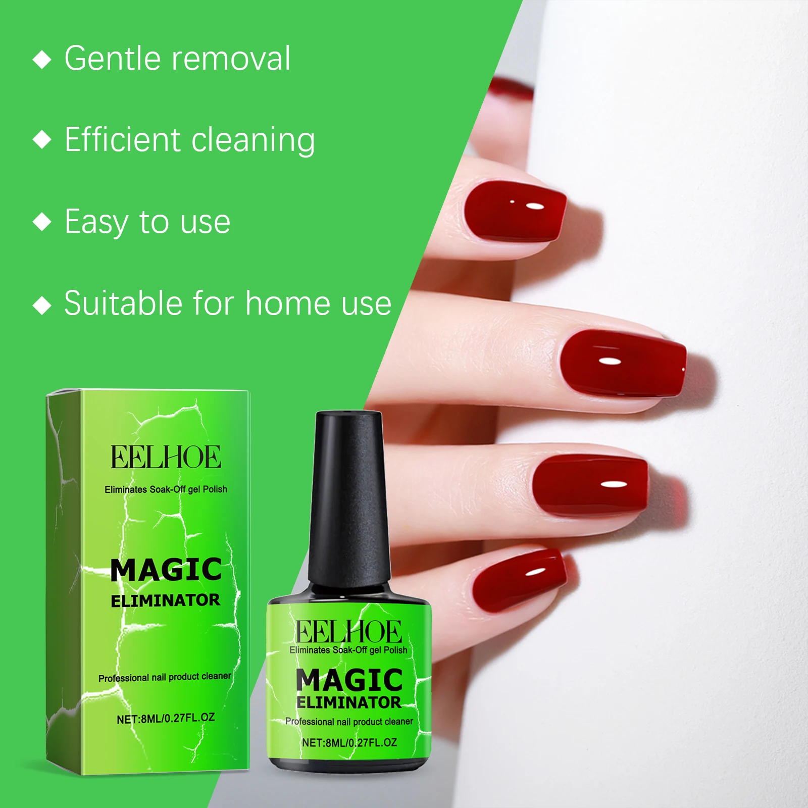 مزيل جل الأظافر اللطيف، محلول نقع لجل منشئ الأكريليك، سهل الإزالة دون إضرار الأظافر، لا بقايا سريع المفعول 8 مل #5