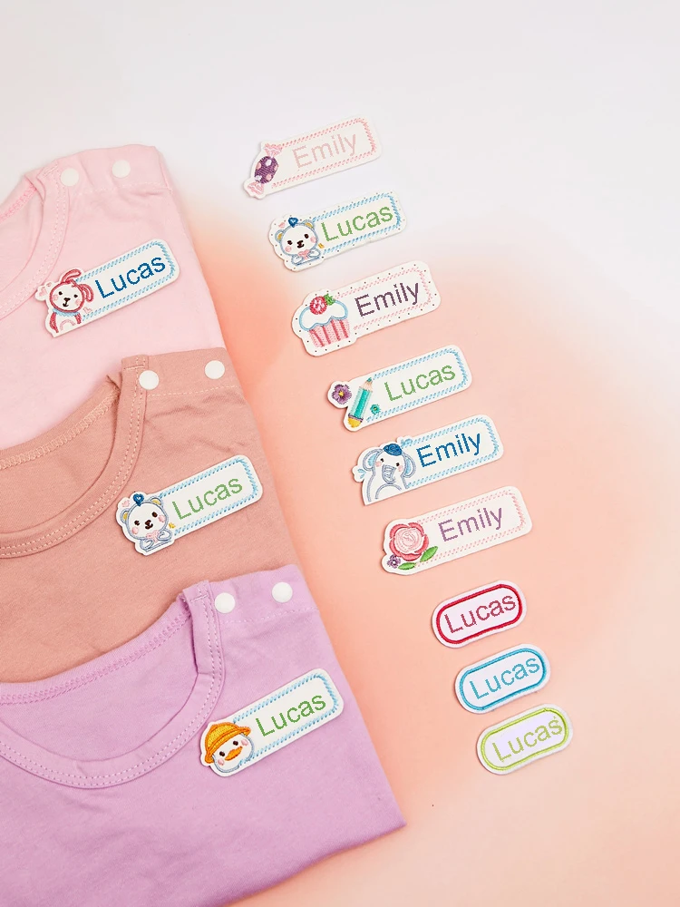 Custom Embroidery Name Sticker Washable Clothes Label Personal Name For Kids Children Sewing On School Uniform Towel Label Tag