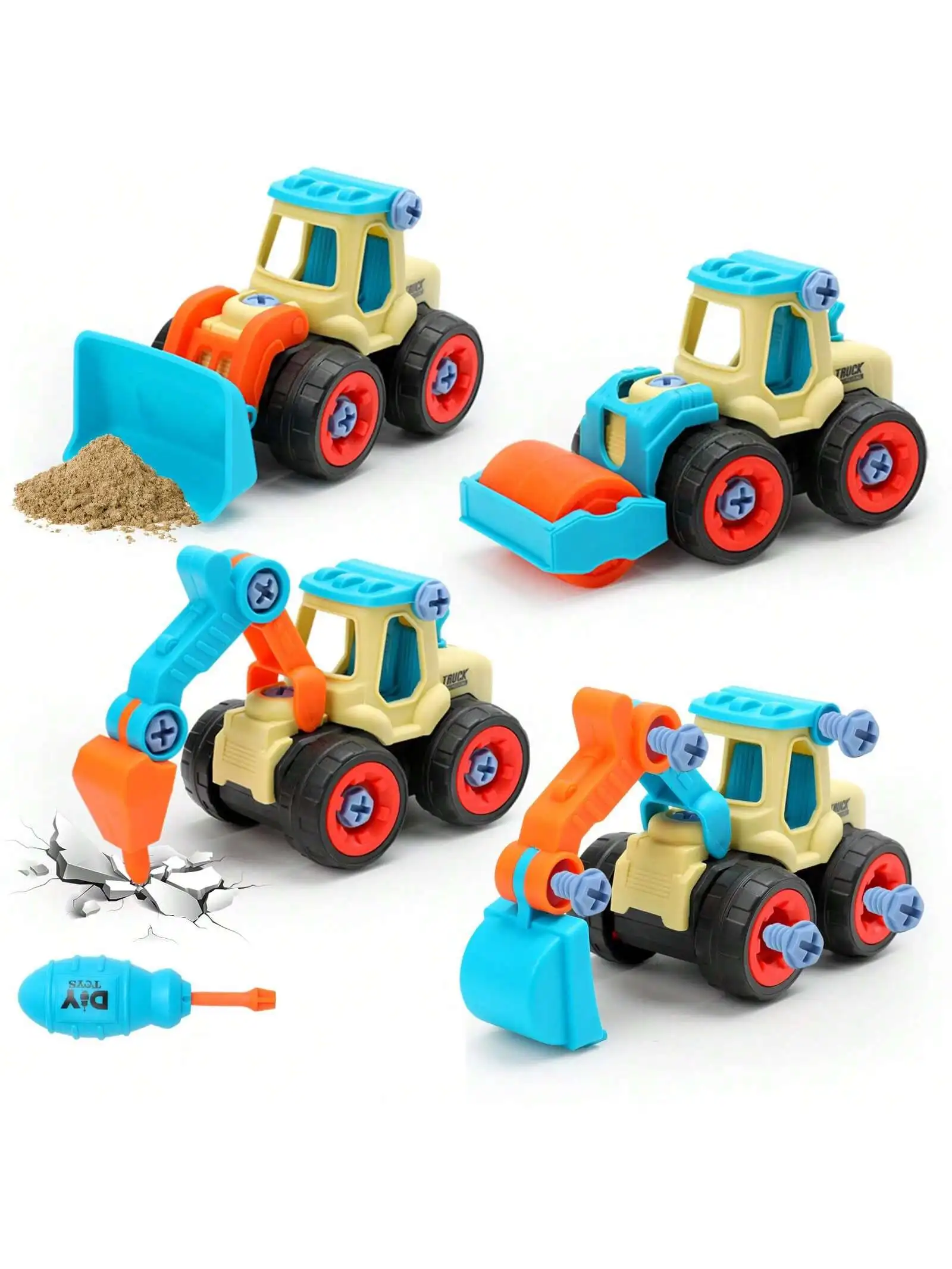 

4-компонентные игрушки для самостоятельного изготовления, игрушки для песка и строительства, игрушки для сборки своими руками, подарки для грузовиков для мальчиков и девочек