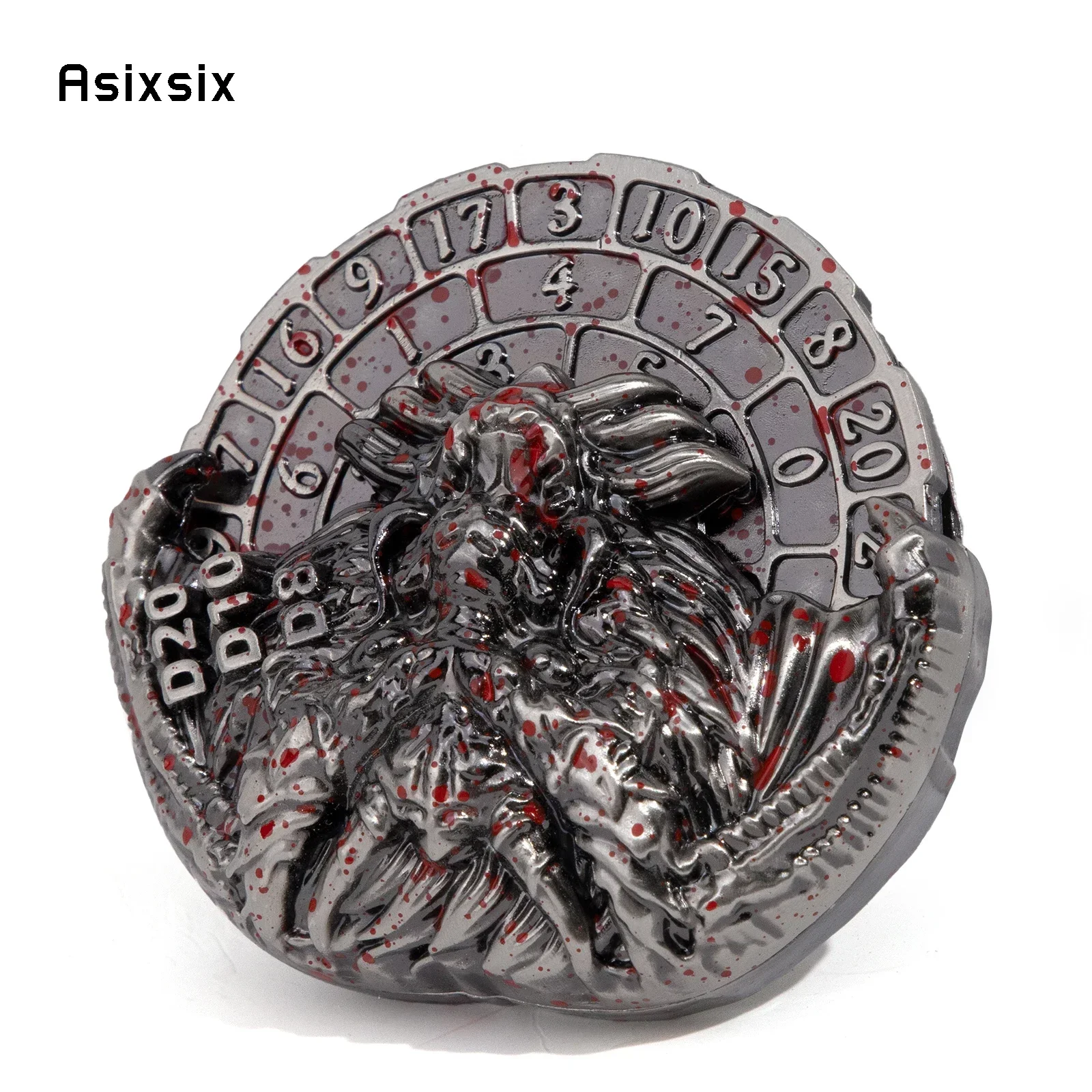 Metal Dice, Perfect For Tabletop Rpgs And Card Games Silver Red Dragon Head A Spinning Wheel Toy With Dice For A Multiplayer Rot