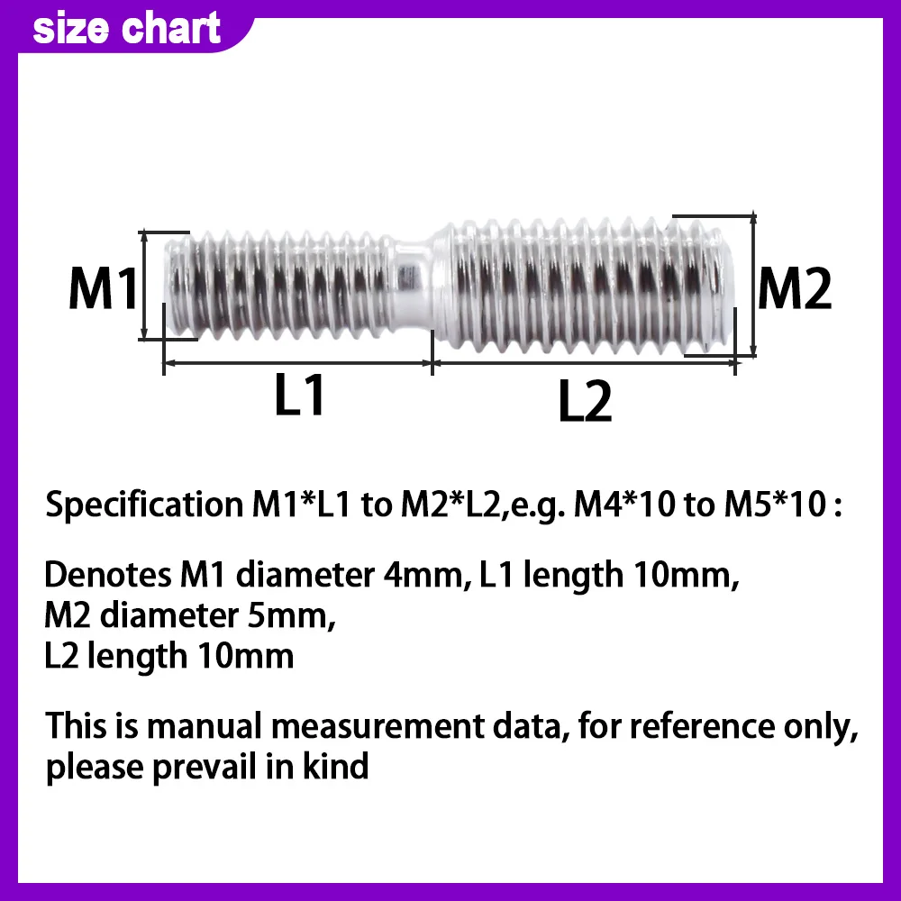 1-20pcs Doubleended Converter Reducing Bolt Stainless Steel Reducing Screws Camera Adapter Convert Erended Headless Bolts M3-M16