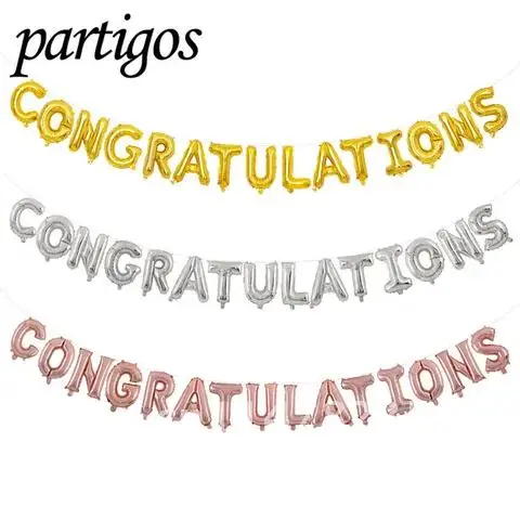 Congratulations Foil Balloons Letters 16inch 1set New Party Decor Wedding Anniversary Graduation Decor Ballons