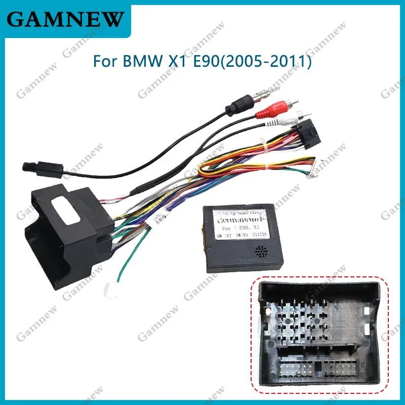 

Car 16pin Power Cord Wiring Harness Adapter With Canbus For BMW X1 E90 2005-2011 Installation Head Unit