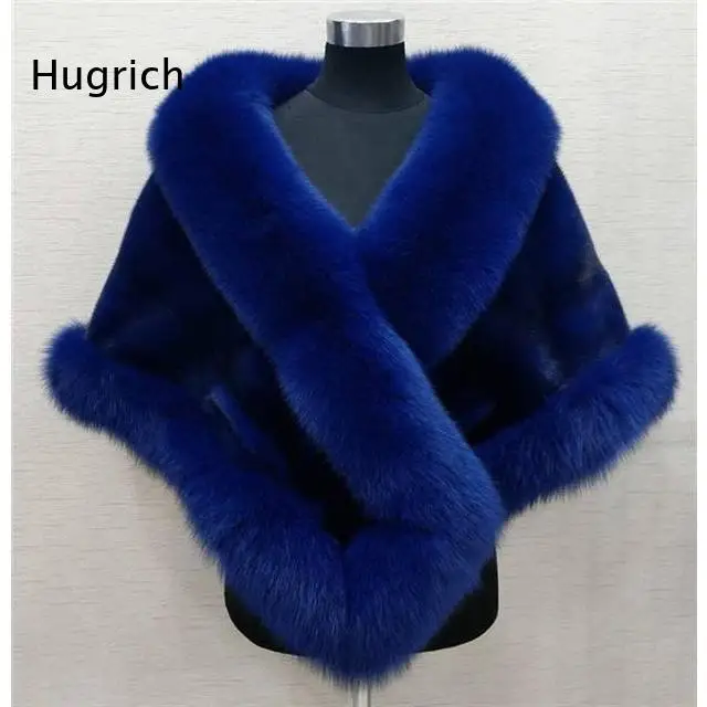 Women's Faux Fox Fur Shawl Wrap with Plush Texture, Elegant Winter Bridal Evening Dress Cover Up, Soft Warm Capelet for Party We