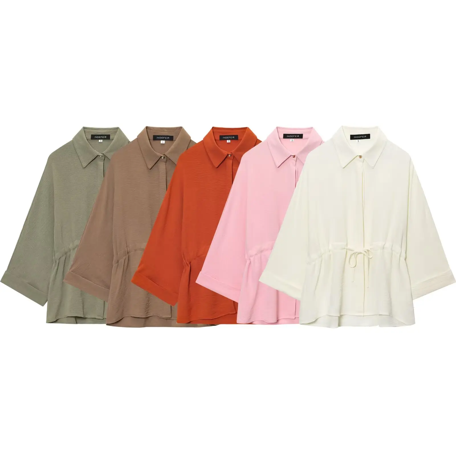 2 pièces ensemble décontracté à manches longues revers chemise taille élastique taille haute pantalon ensemble nouveau 2025 mode vacances d'été ample Mujer ensemble