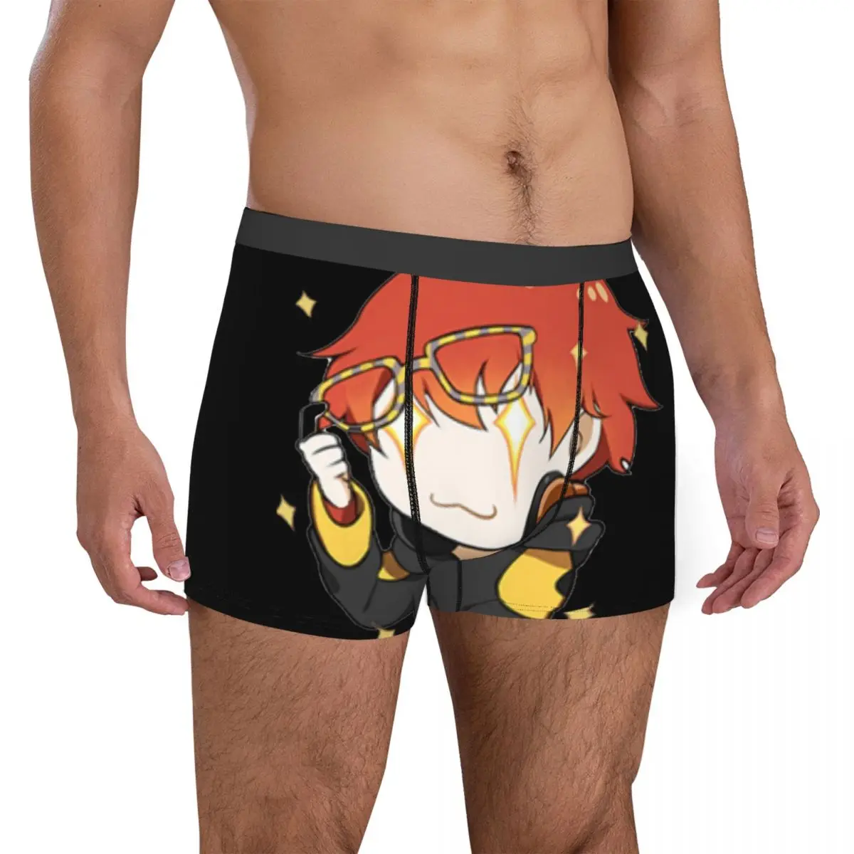 Humor boxer mystic messenger sparkly 707 emoticon shorts calcinha cuecas masculinas cueca macia para homme mais tamanho