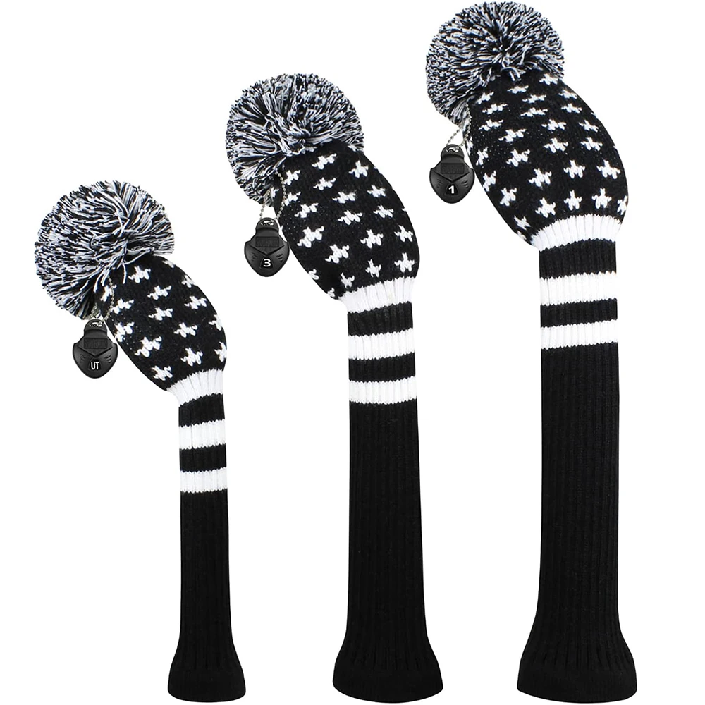 1/3 Pcs/set Golf clubs Headcover Black Star Knitted Hybrid UT Driver Fairway Wood 1 3 5 Wood Knitting