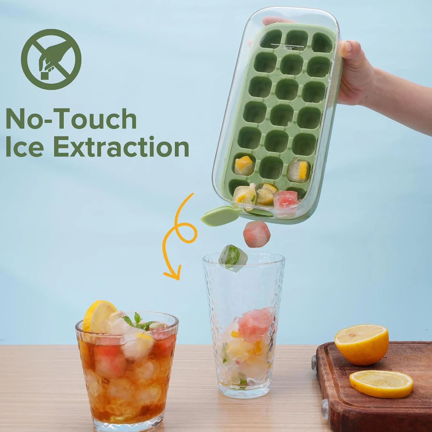 

21Grid Portable Press Type Ice-Making Box Ice Cube Mold Square Fruit Ice Cube Maker Tray Kitchen Accessories