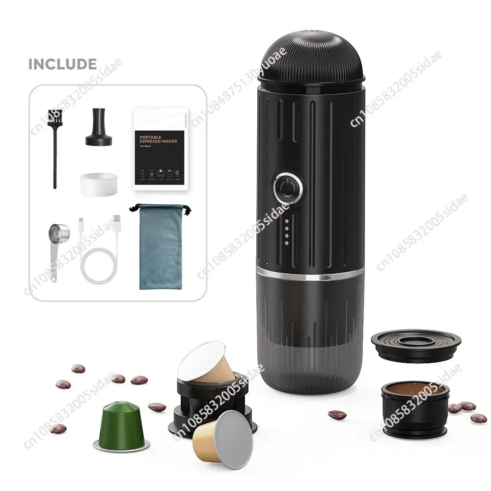 Portable 2 In1 Espresso Machine, Compatible Capsules and Ground Coffee,19 Bar Pressure,Perfect for Kitchen Travel,Camping