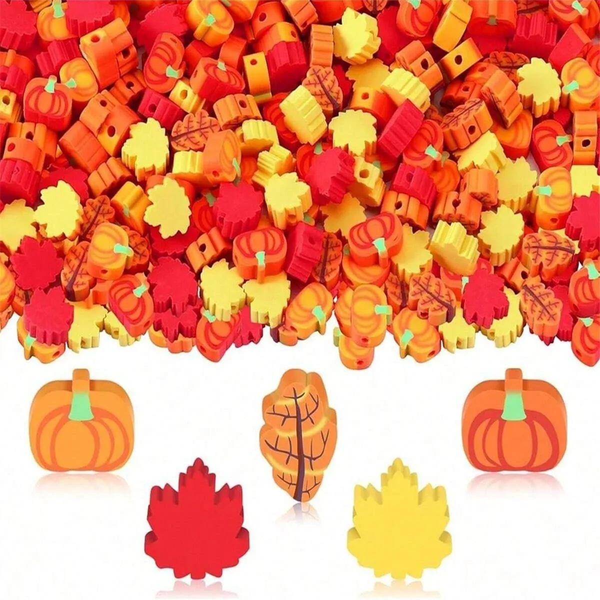 200pcs DIY Mix Pumpkin Soft Clay Shards And Beads Pendant Jewelry Accessories Bracelet