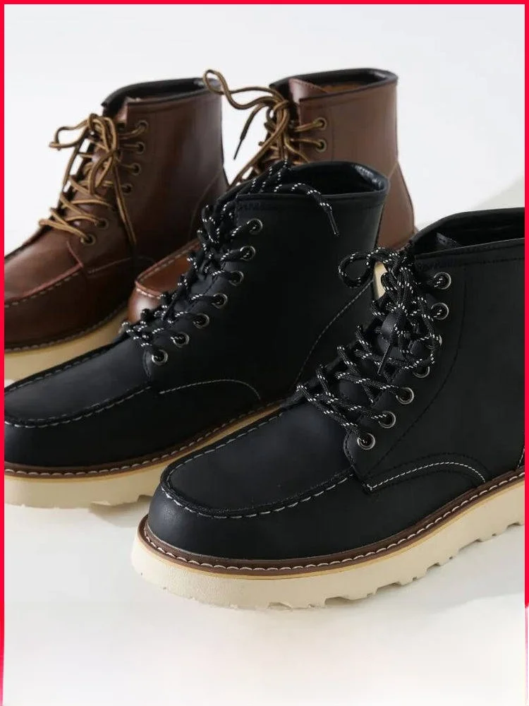 

Special Crted Men's Faionable Work Boots Top Layer Cowhide ort Retro Sle Breathable Rubber Outsole