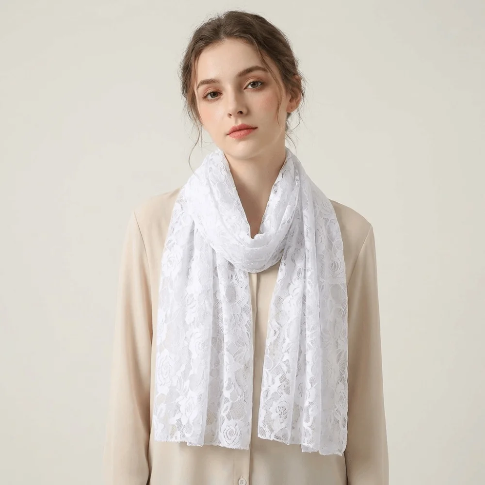 

Practice Rose Lace Shawls Hollow Out Sunscreen Long Wrap Cape Sheer Evening Dress Scarf Banquet Evening Dresses