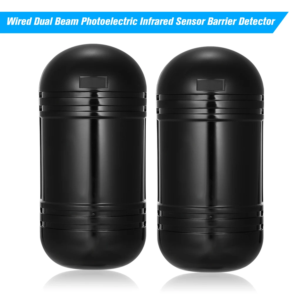 Wired Dual Beam Photoelectric Infrared Sensor Barrier Detector 100M Alarm Tamper Alarm Output for Burglar Alarm System