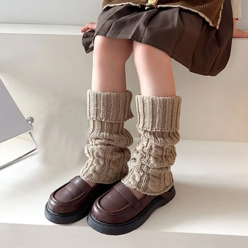 Children Leg Warmers Lolitas Twist Knitted Socks Baby Girls Warm Foot Cover Cute Sweet Ballet Guards Socks Long Stockings