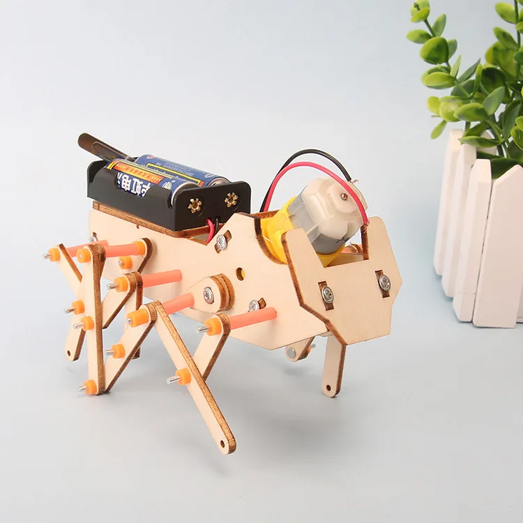 Estudantes tecnologia diy pequena produção artesanato conjunto de material artesanal hexapod robô crianças rastejando robô cão montagem modelo brinquedo