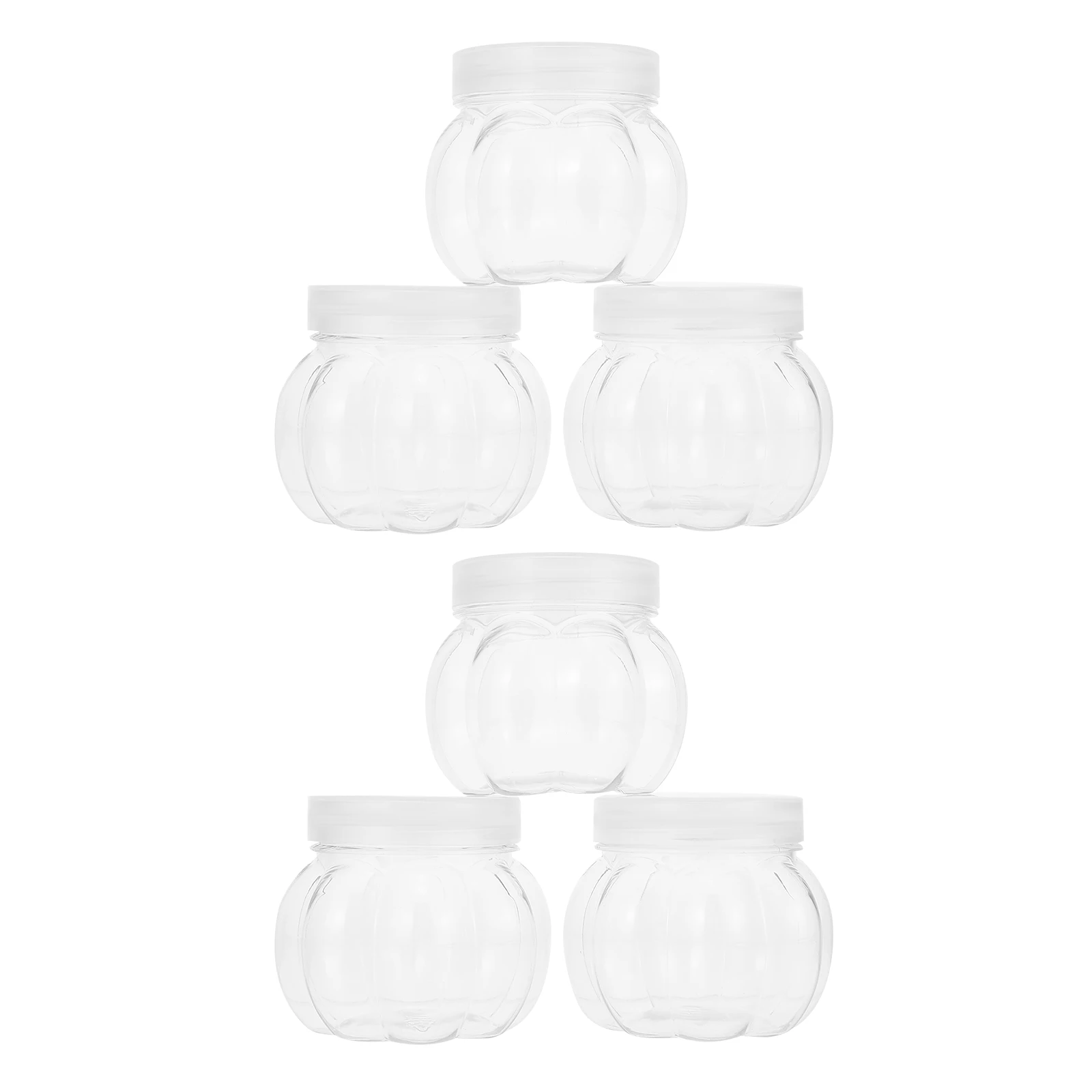 

12pcs 150ml Pumpkin Candy Jars Storage Containers Clear PET Reusable Snack Holder Mini Transparent Gift Jars Household Storage