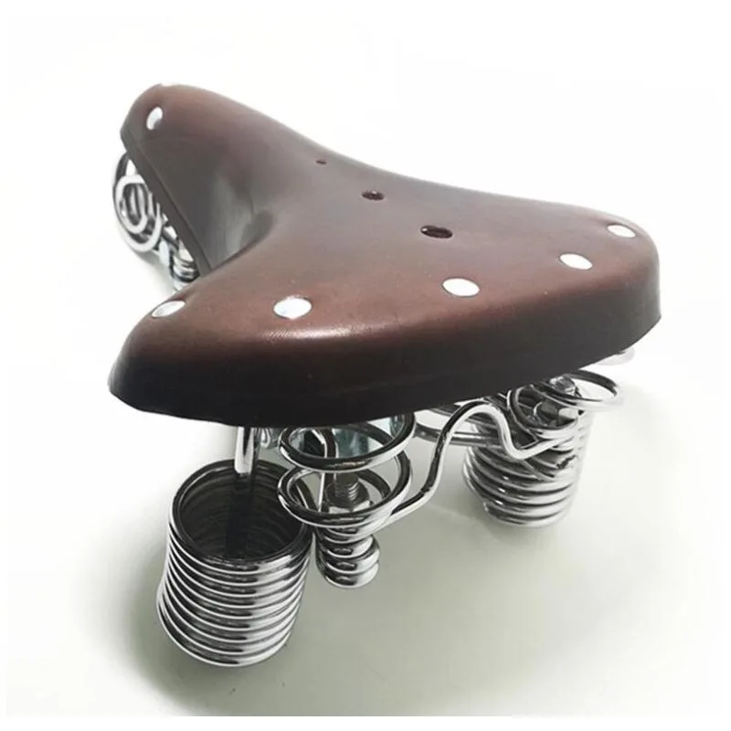 Bike Cowhide Seat Spring Soft Lightweight Strong Durable Shock Absorption Load-bearing Capacity Bicycle Saddle Bicycle Parts