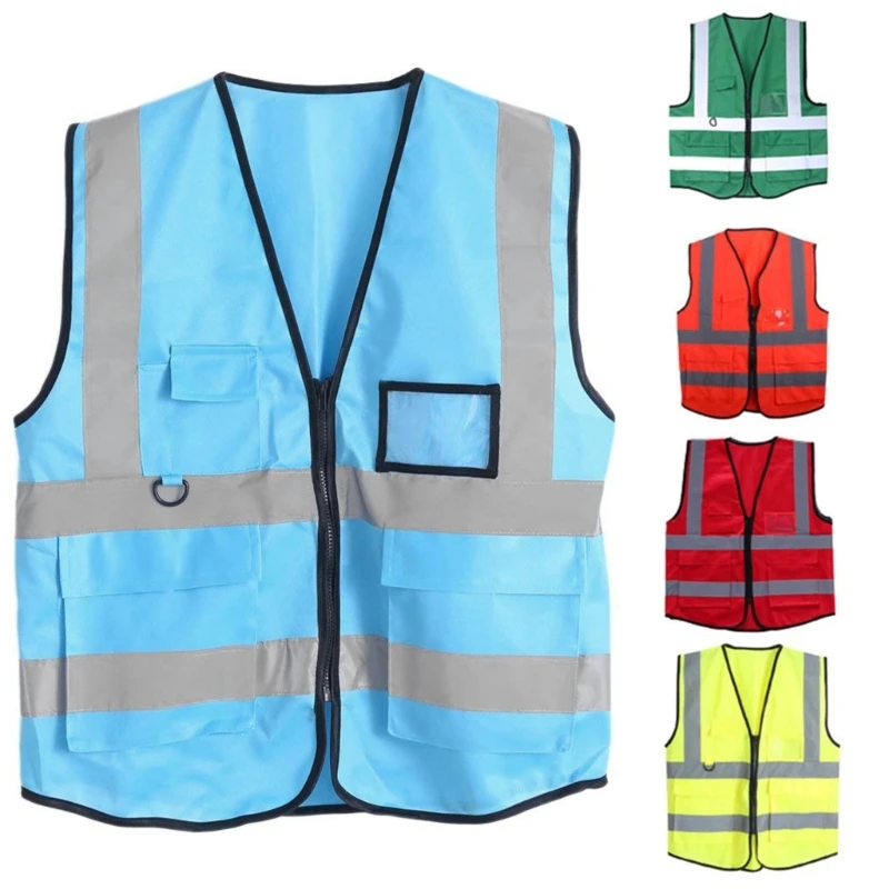 Dib Safety Vest Reflective High Visibility Vest with Pockets & Zipper Construction Work Vest Hi Vis Yellow Drop Shipping