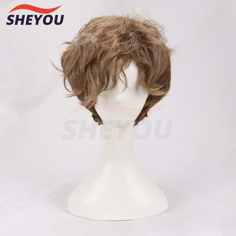 

Fantastic Beasts And Where To Find Them Newt Scamander Cosplay Wig Short Brown Ombre Curly Heat Resistant Hair Wigs + Wig Cap