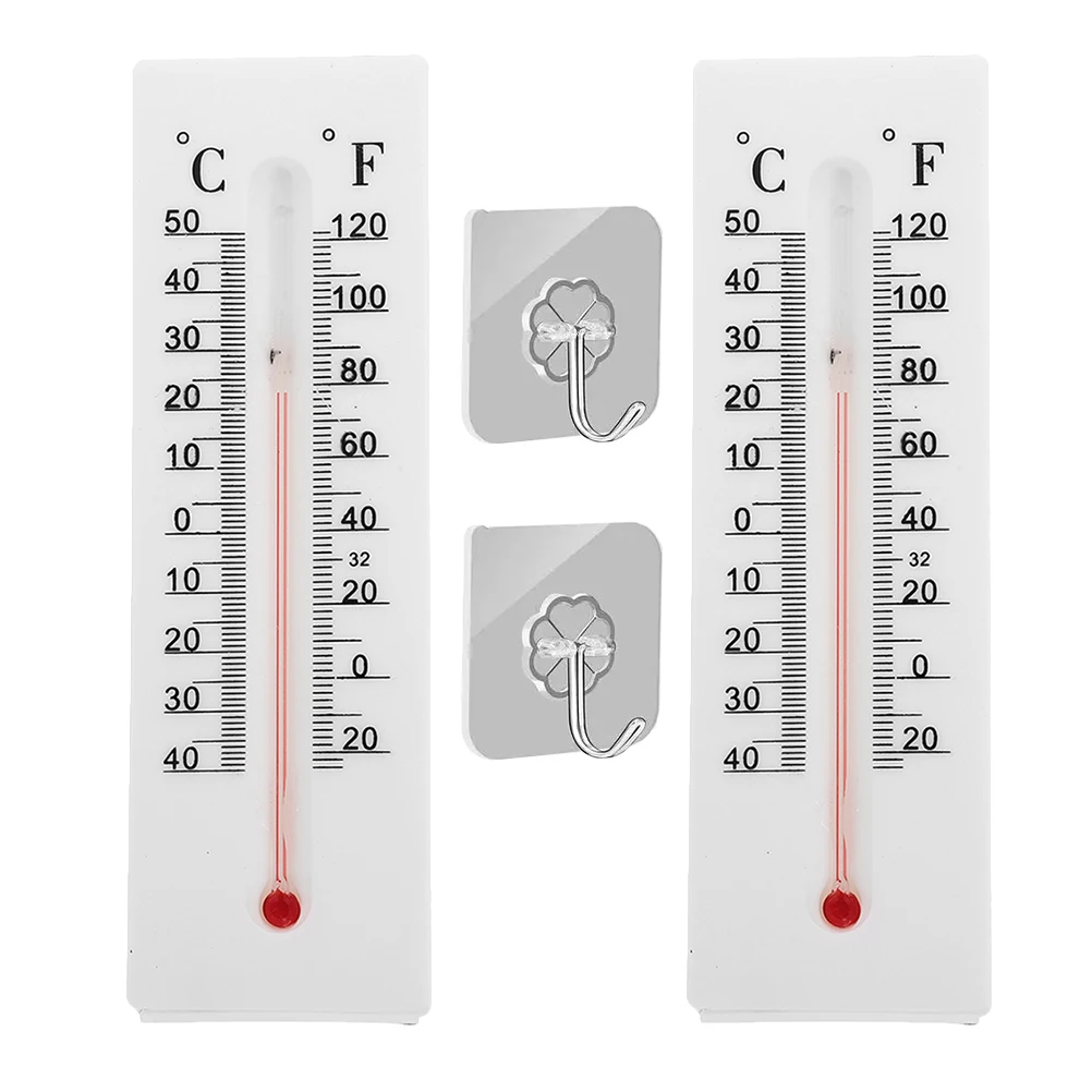 

2pcs Thermometer Hook Outdoor Hidden Key Container Wallmounted Temperature Meter Decorative Storage Box for Spare Keys