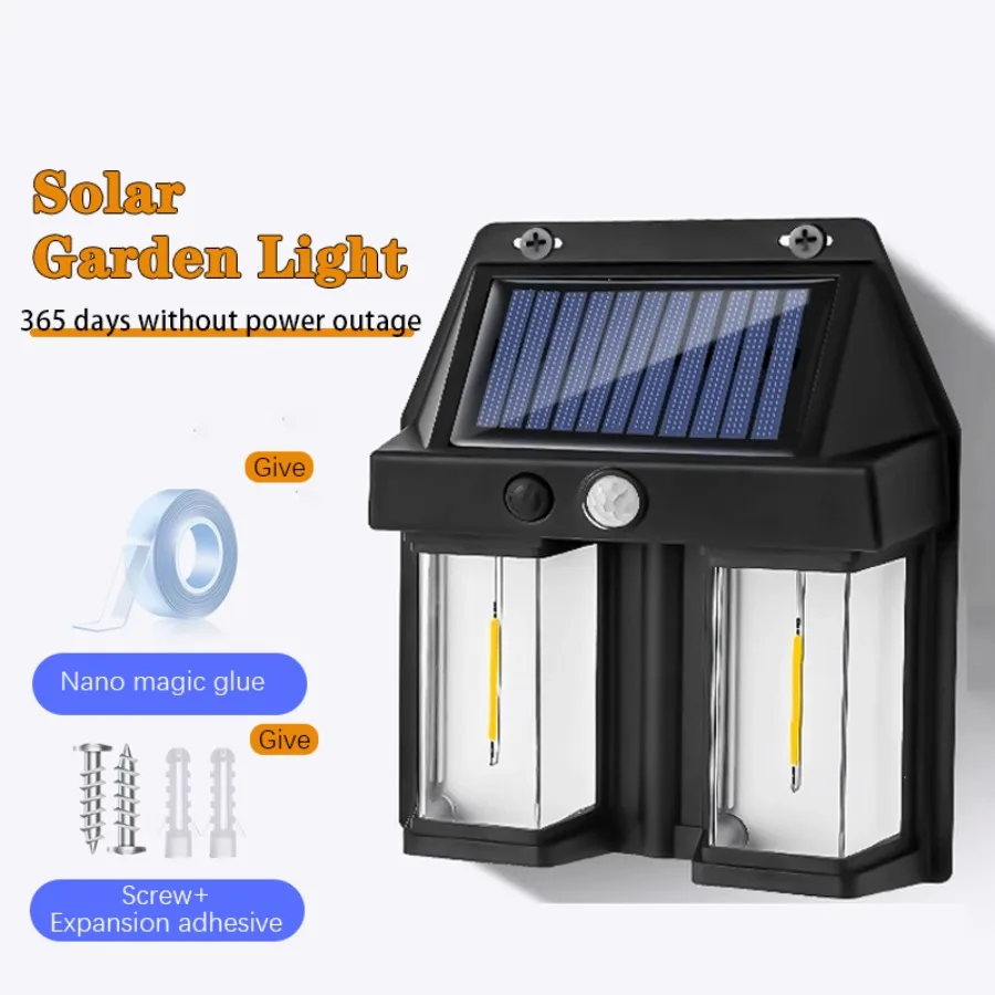 Outdoor LED Solar Tungsten Lamp Motion Sensor IP65 Waterproof Wall Lamp Garden Porch Garage Courtyard Decorative Lighting