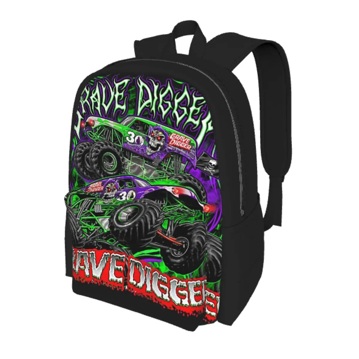 

Monster Jam Grave Digger Monster Truck Student Backpack School Bag Hiking Travel Daypack for Boys Girls Bookbag Shoulder Bags
