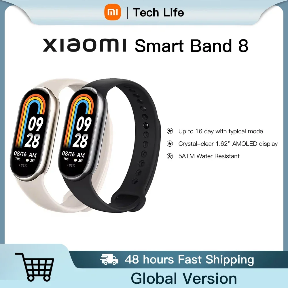 

Global Version Xiaomi Smart Band 8 Mi Bracelet 7 Color AMOLED Screen Blood Oxygen Bluetooth Waterproof Miband Wrist Sport Watch