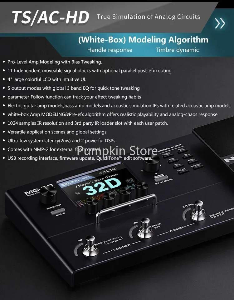 NUX MG-30(English version)DME digital multiple effector for guitar bass LOOP loop recording sound card view 2