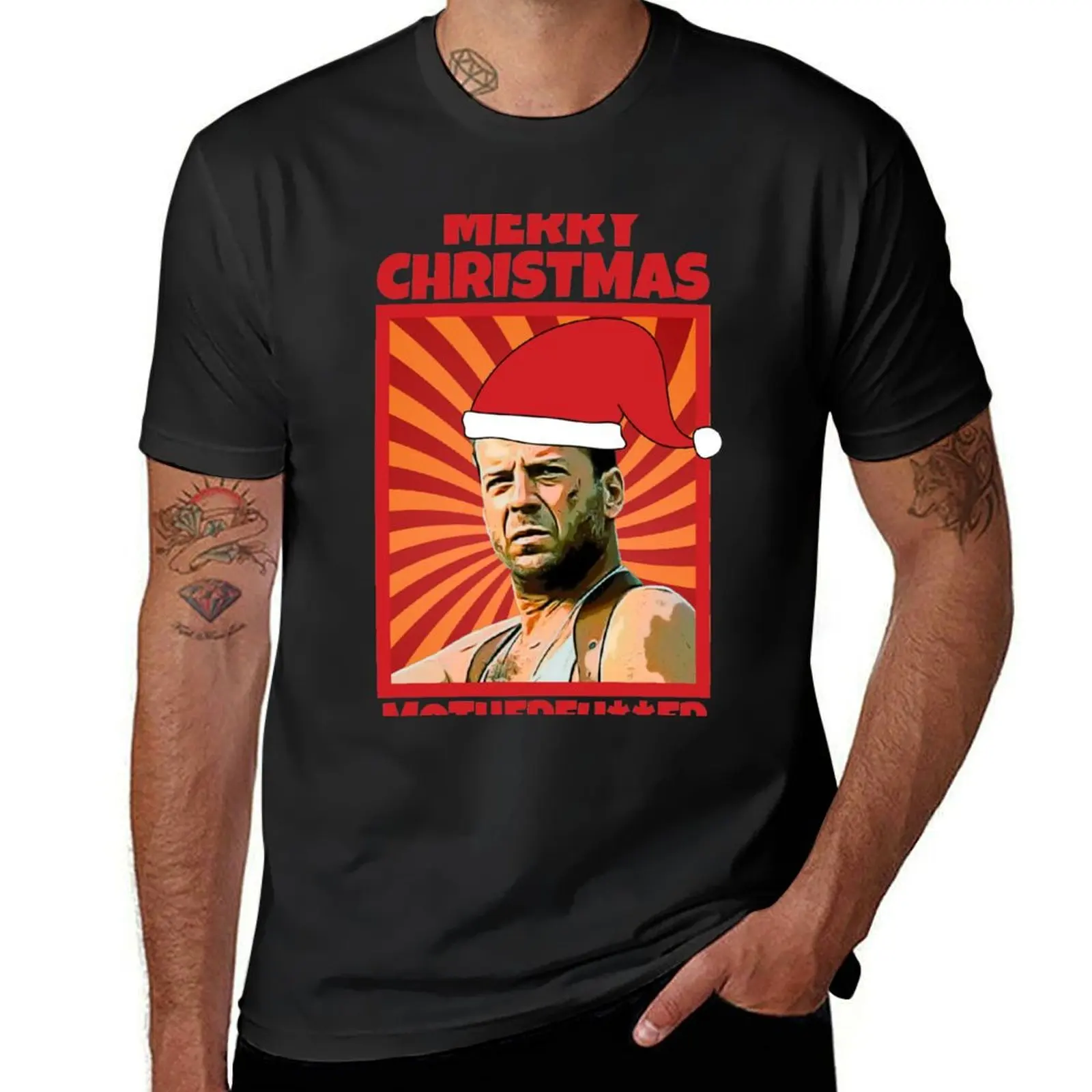 Merry Christmas, Bruce Willis T-Shirt vintage hippie clothes graphics kawaii clothes men workout shirt